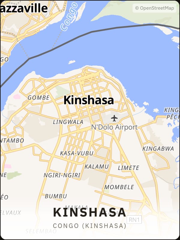 Kinshasa, Congo (Kinshasa) street map poster
