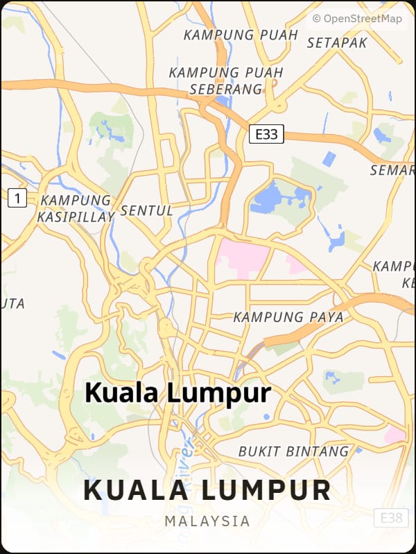 Kuala Lumpur, Malaysia street map poster