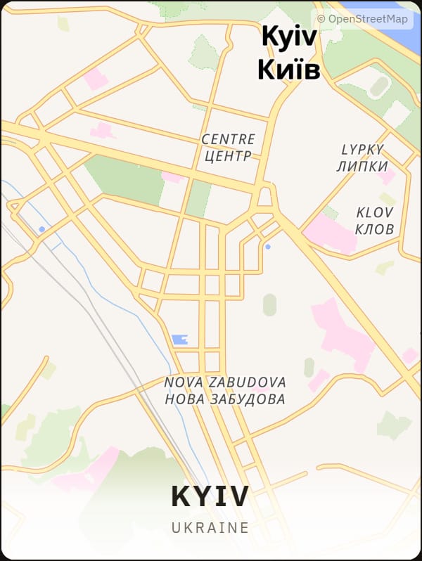 Kyiv, Ukraine street map poster