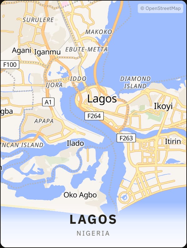 Lagos, Nigeria street map poster