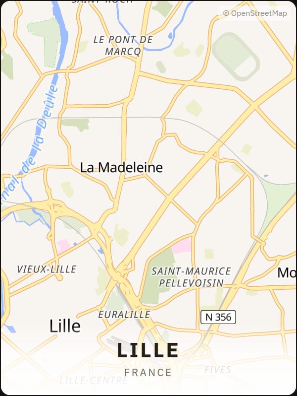 Lille, France street map poster