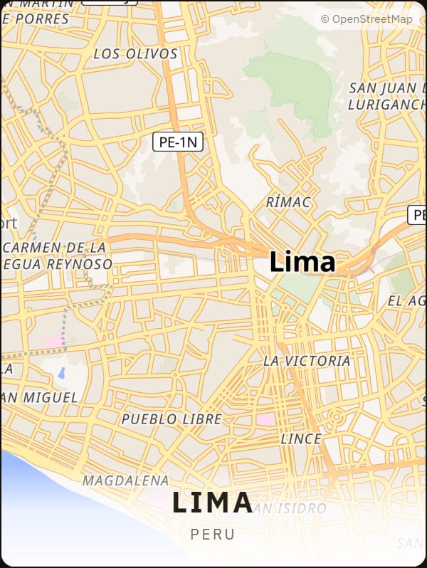 Lima, Peru street map poster