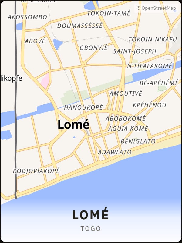 Lomé, Togo street map poster