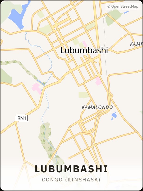 Lubumbashi, Congo (Kinshasa) street map poster
