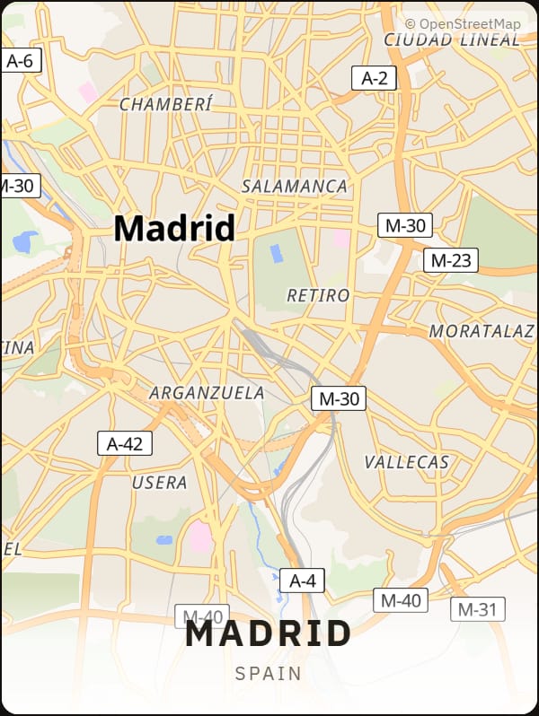 Madrid, Spain street map poster