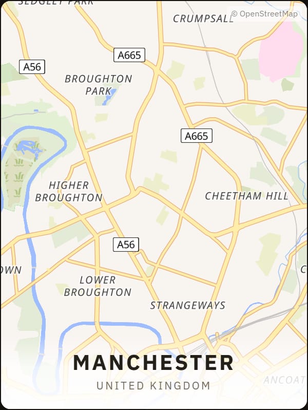 Manchester, United Kingdom street map poster