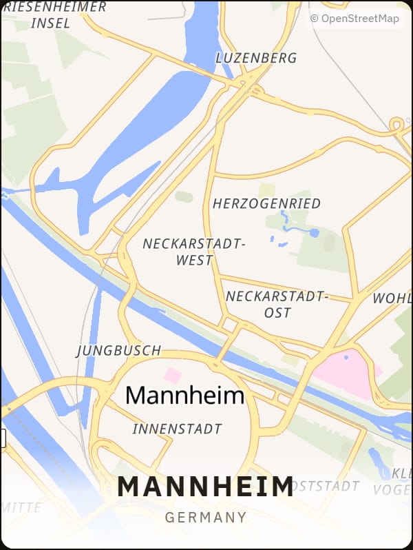 Mannheim, Germany street map poster