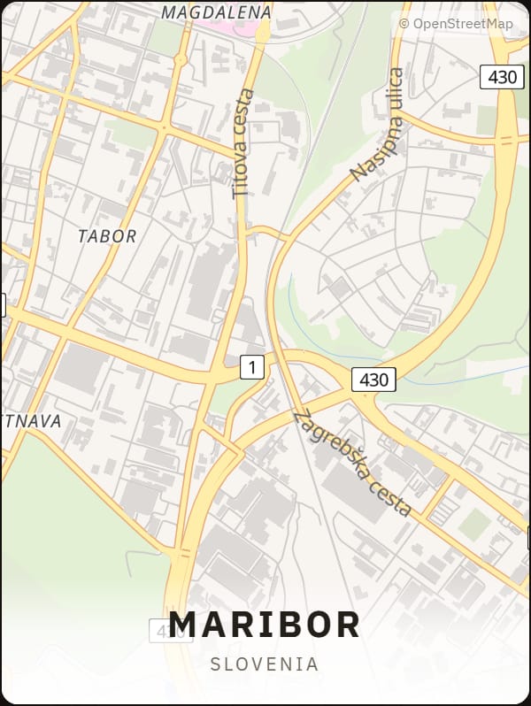 Maribor, Slovenia street map poster