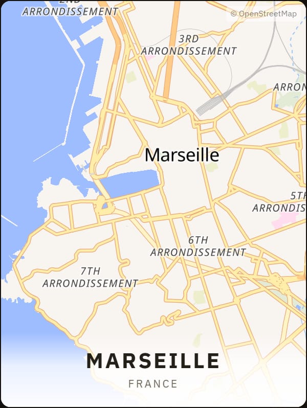 Marseille, France street map poster