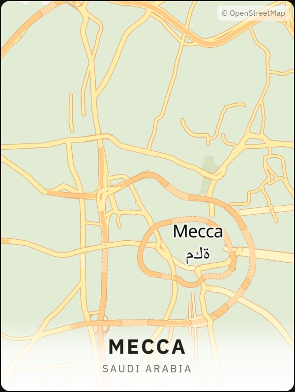 Mecca, Saudi Arabia street map poster