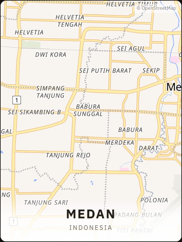 Medan, Indonesia street map poster