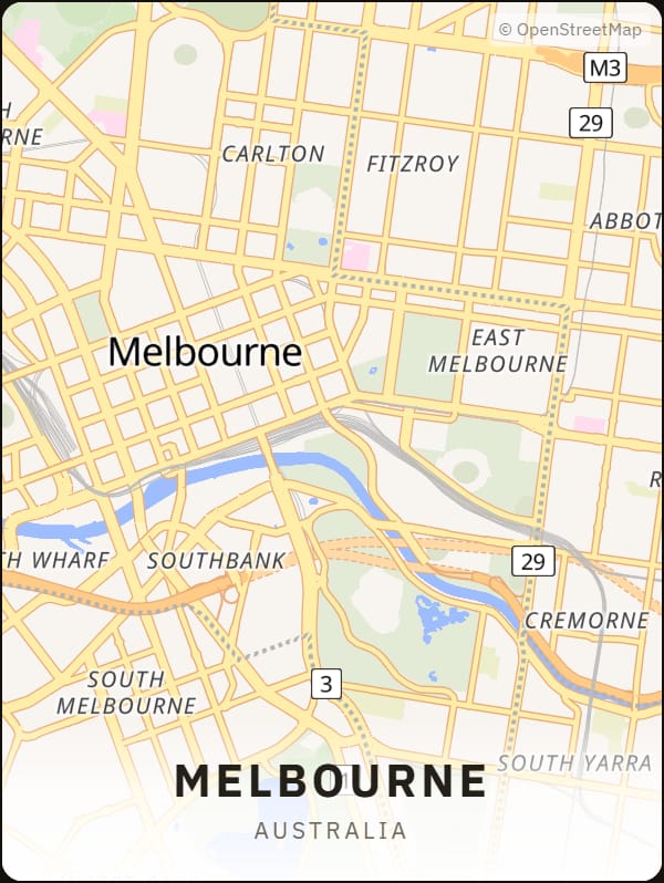 Melbourne, Australia street map poster