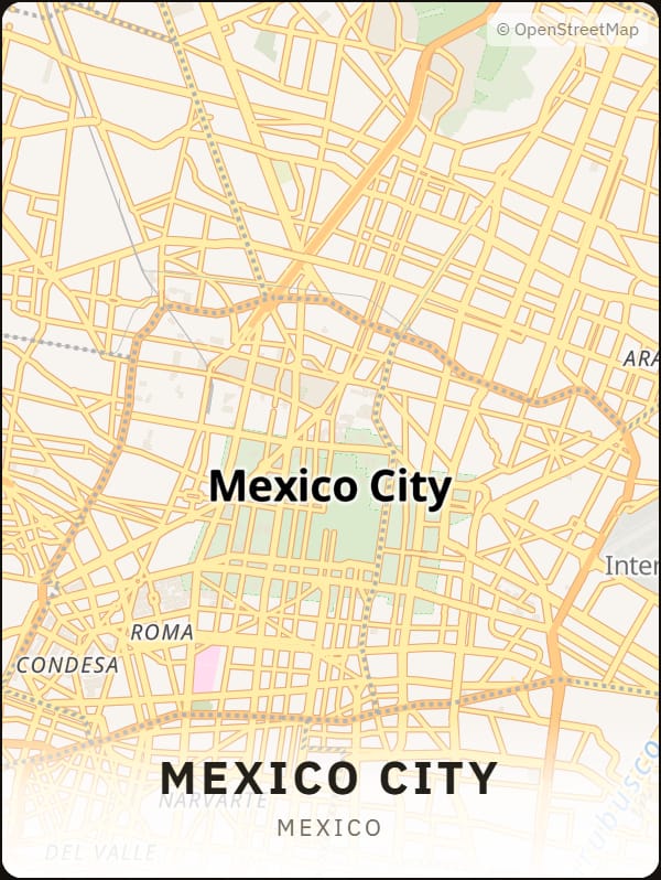 Mexico City, Mexico street map poster