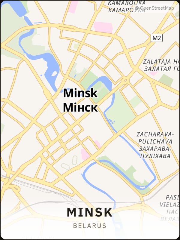 Minsk, Belarus street map poster