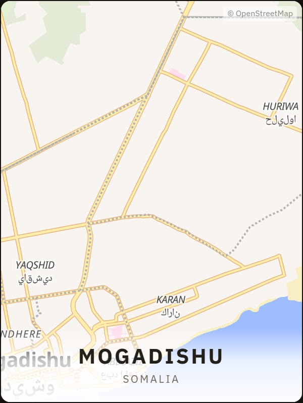 Mogadishu, Somalia street map poster