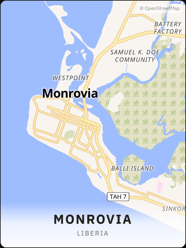 Monrovia, Liberia street map poster