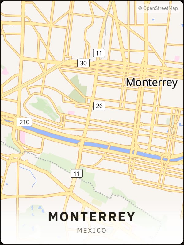 Monterrey, Mexico street map poster