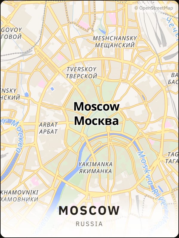 Moscow, Russia street map poster
