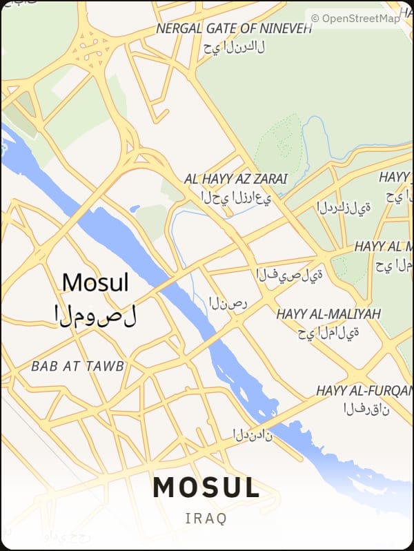 Mosul, Iraq street map poster