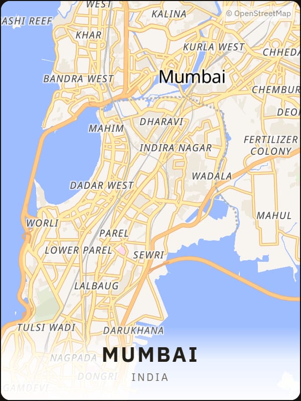 Mumbai, India street map poster