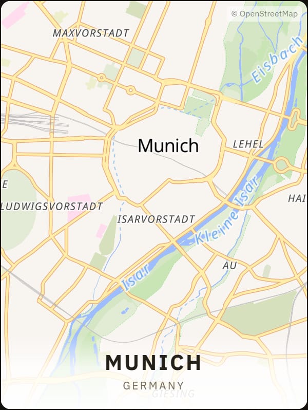 Munich, Germany street map poster
