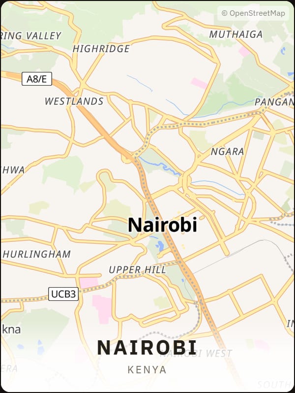 Nairobi, Kenya street map poster