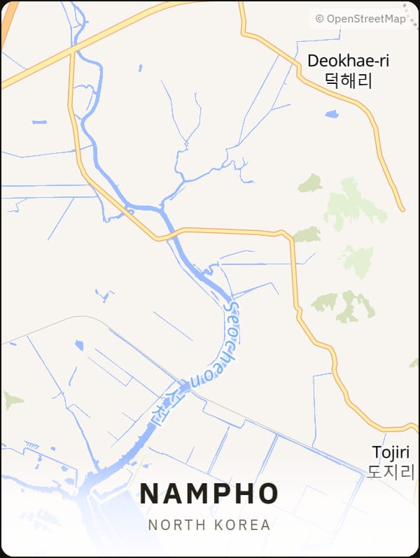 Nampho, North Korea street map poster