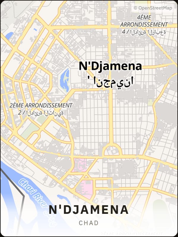 N'Djamena, Chad street map poster
