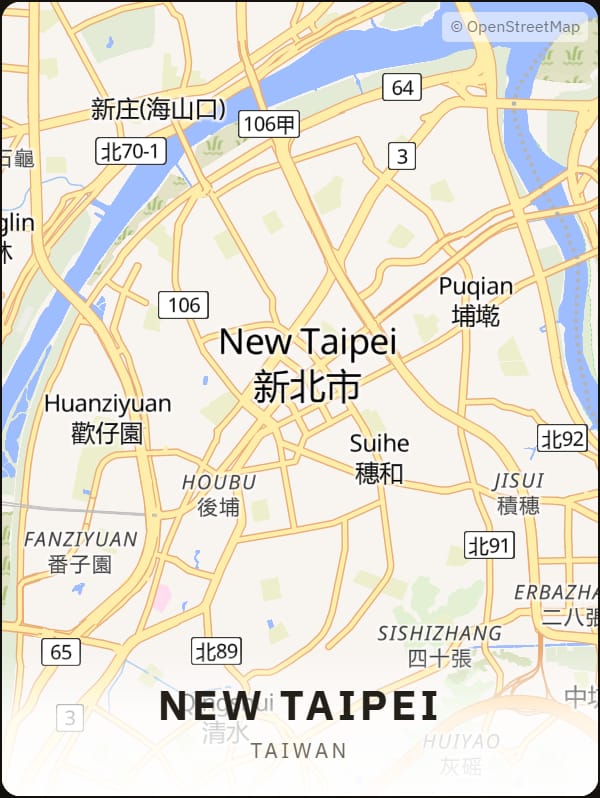 New Taipei, Taiwan street map poster