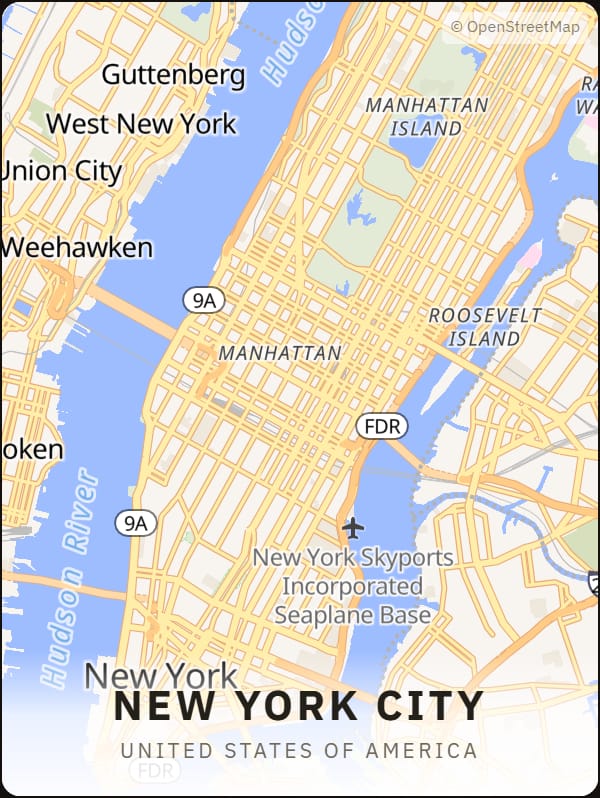 New York City, United States of America street map poster