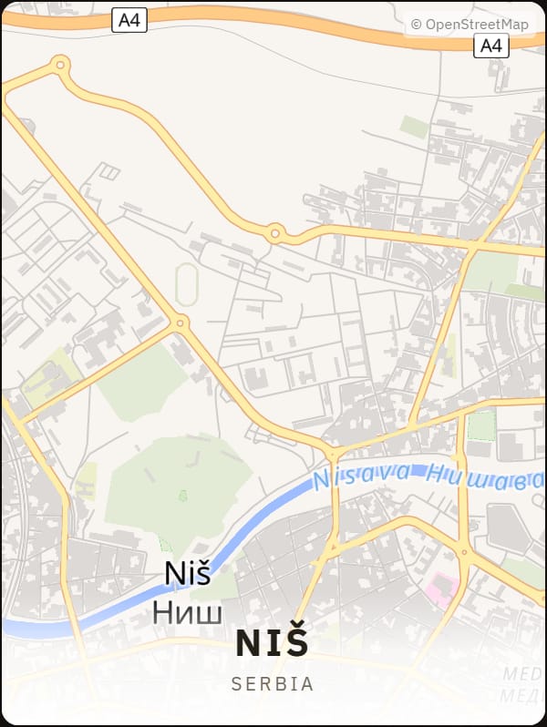 Niš, Serbia street map poster