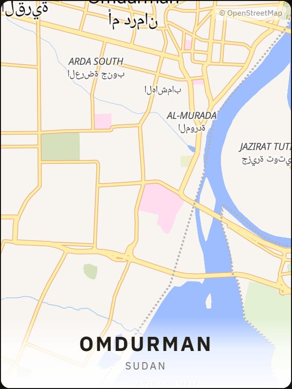 Omdurman, Sudan street map poster