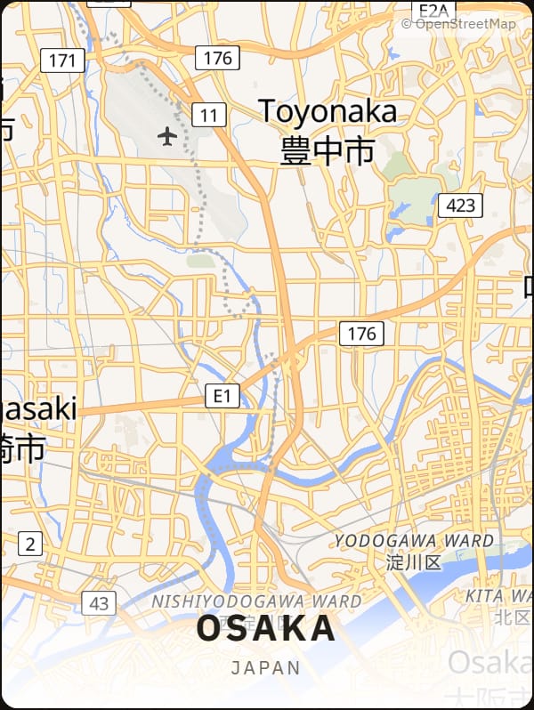 Osaka, Japan street map poster