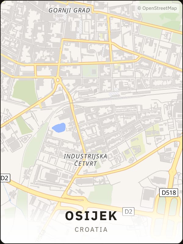 Osijek, Croatia street map poster
