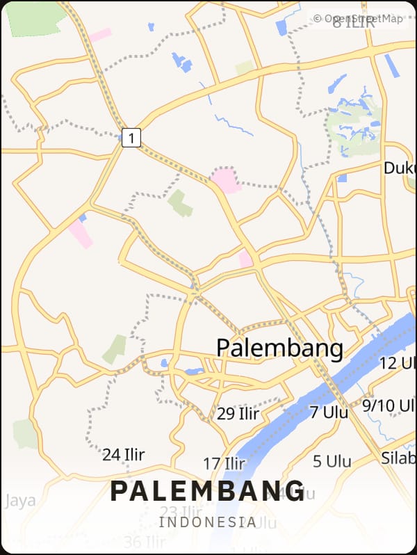 Palembang, Indonesia street map poster