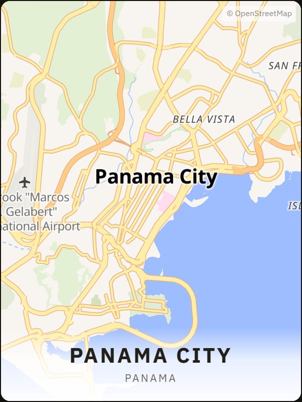 Panama City, Panama street map poster