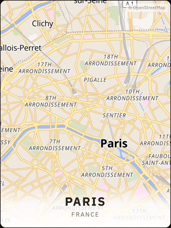 Paris, France street map poster