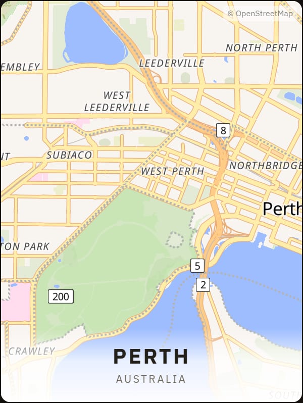 Perth, Australia street map poster