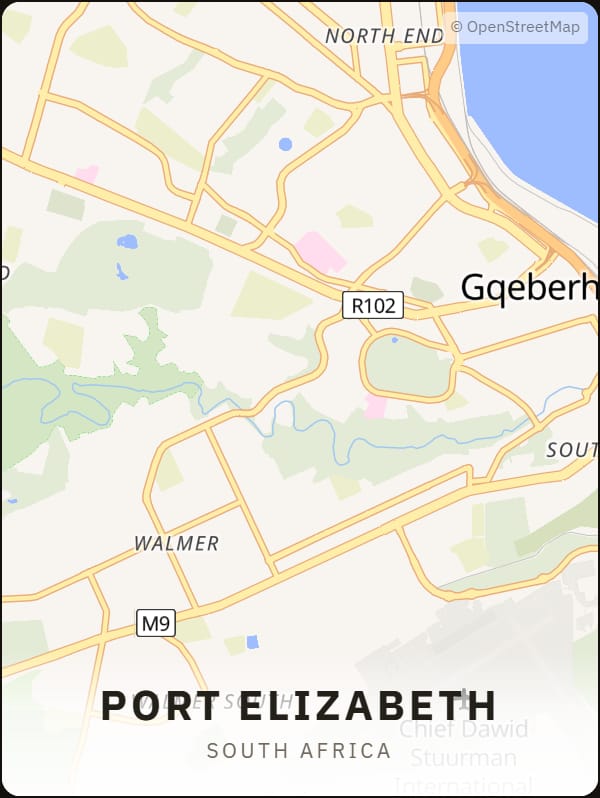 Port Elizabeth, South Africa street map poster