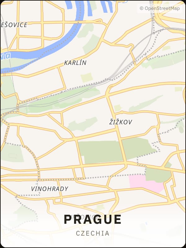 Prague, Czechia street map poster