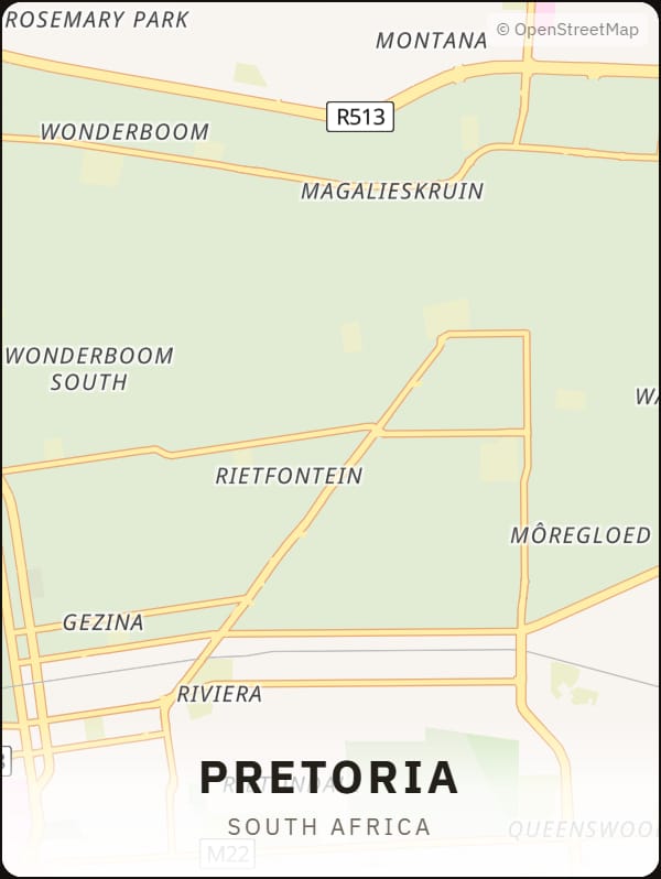 Pretoria, South Africa street map poster