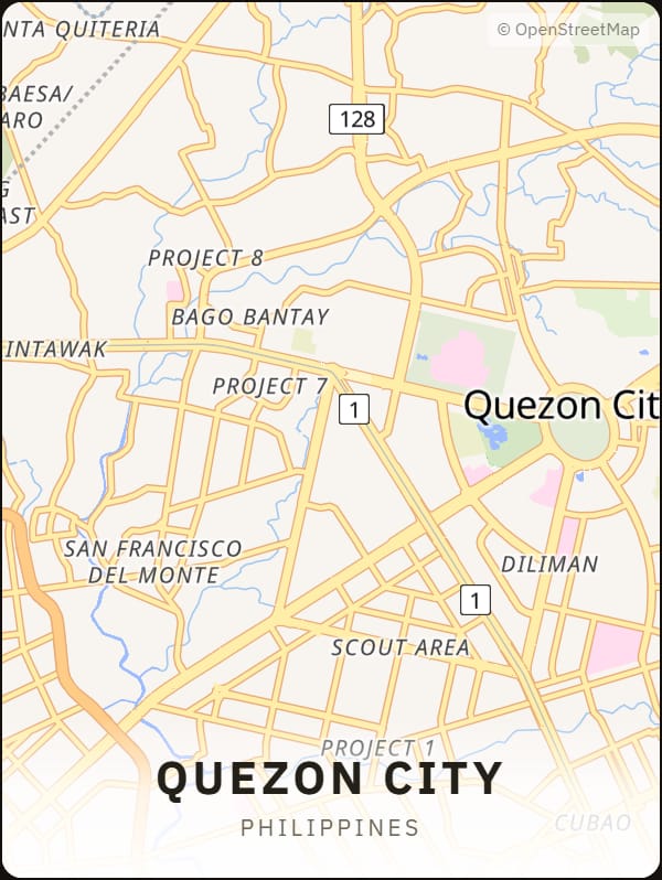 Quezon City, Philippines street map poster