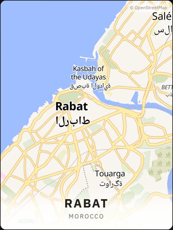 Rabat, Morocco street map poster