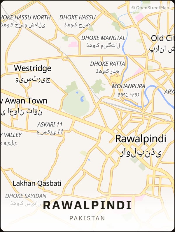 Rawalpindi, Pakistan street map poster