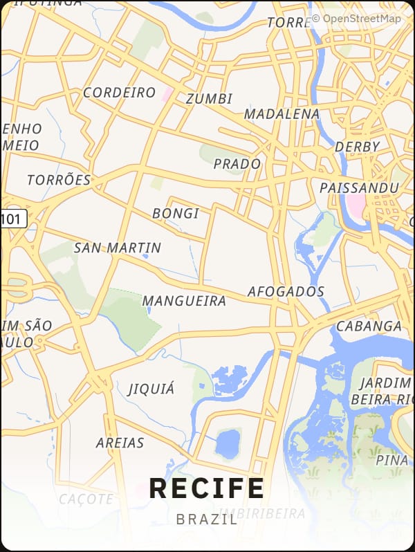 Recife, Brazil street map poster