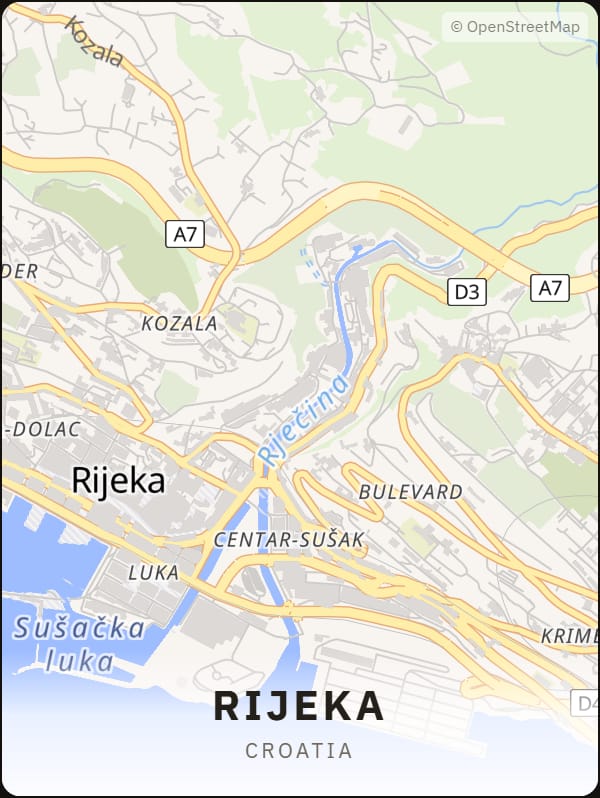 Rijeka, Croatia street map poster
