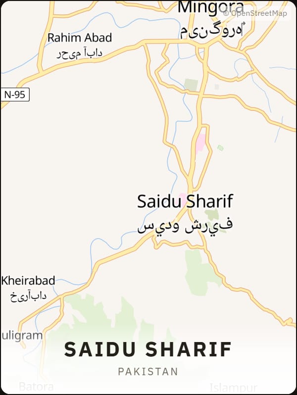 Saidu Sharif, Pakistan street map poster