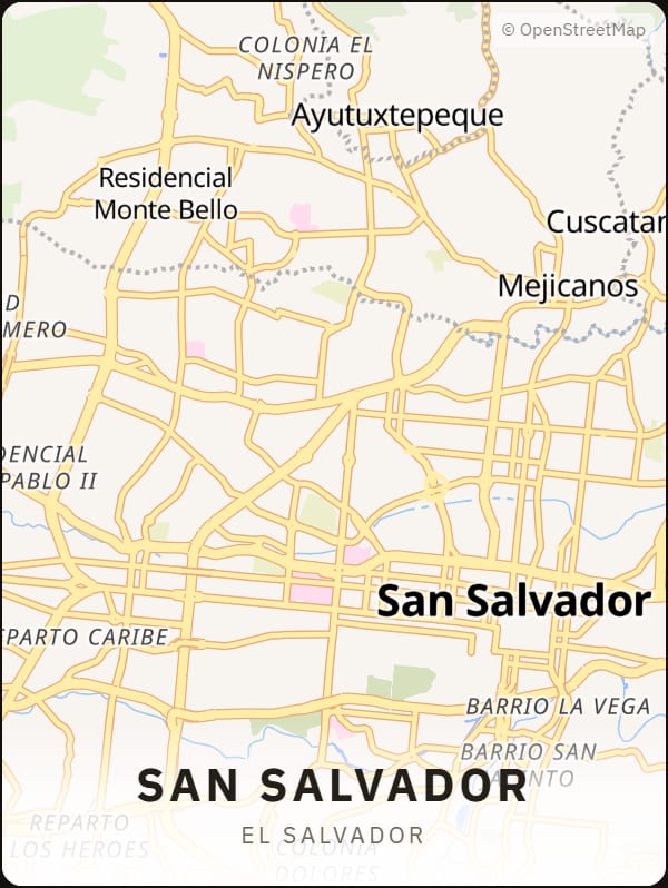 San Salvador, El Salvador street map poster