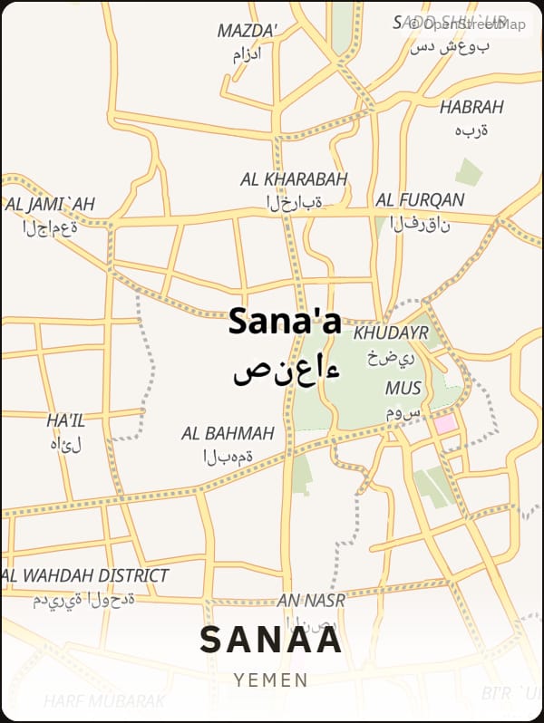 Sanaa, Yemen street map poster