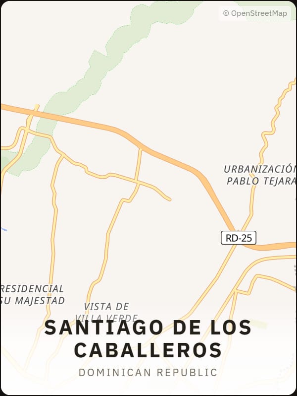 Santiago de los Caballeros, Dominican Republic street map poster